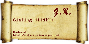 Giefing Milán névjegykártya