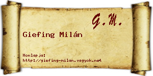 Giefing Milán névjegykártya